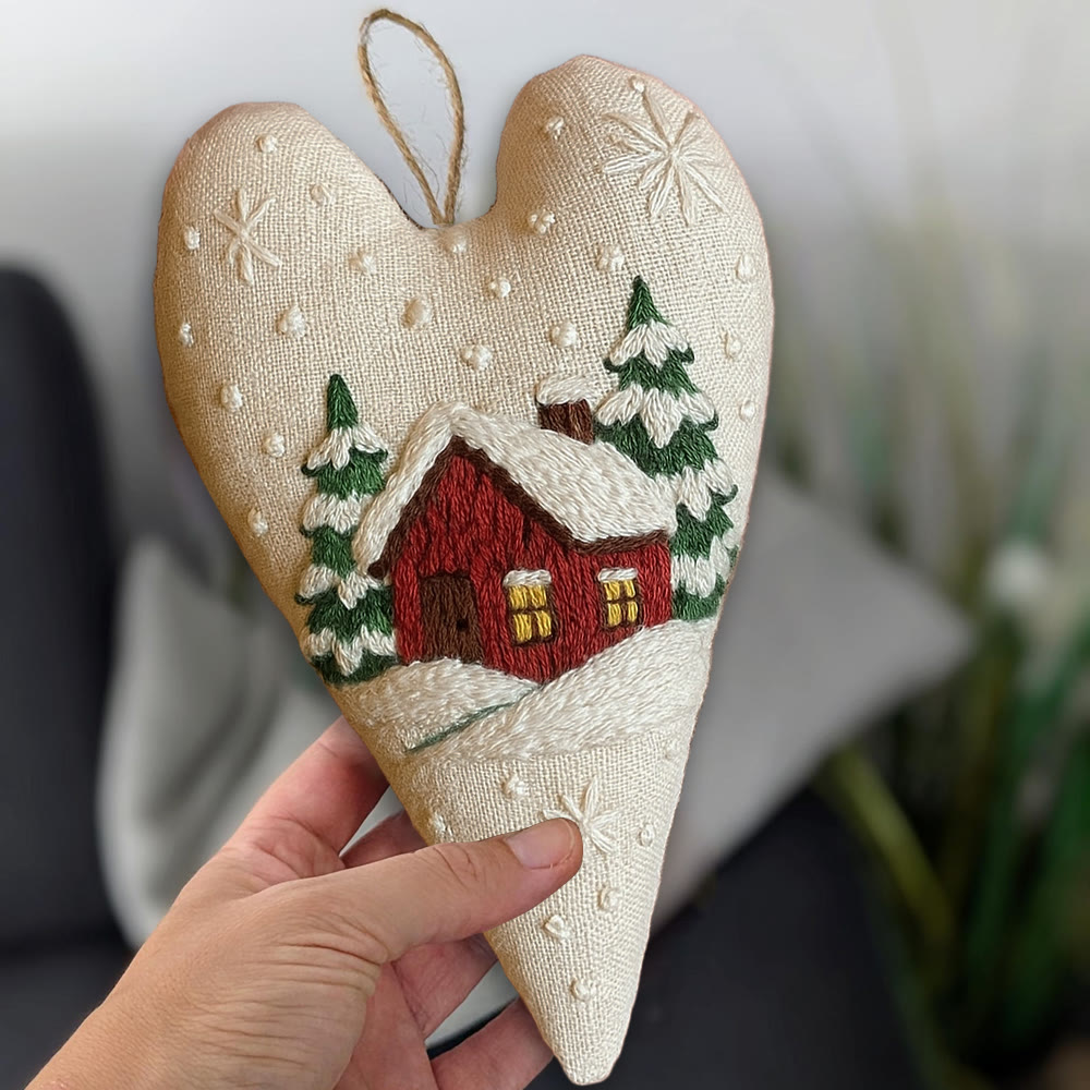 Rubbyoo Heart Embroidery Kit - Winter Red House | Home Decoration | Nice Gift For Friend - image 9