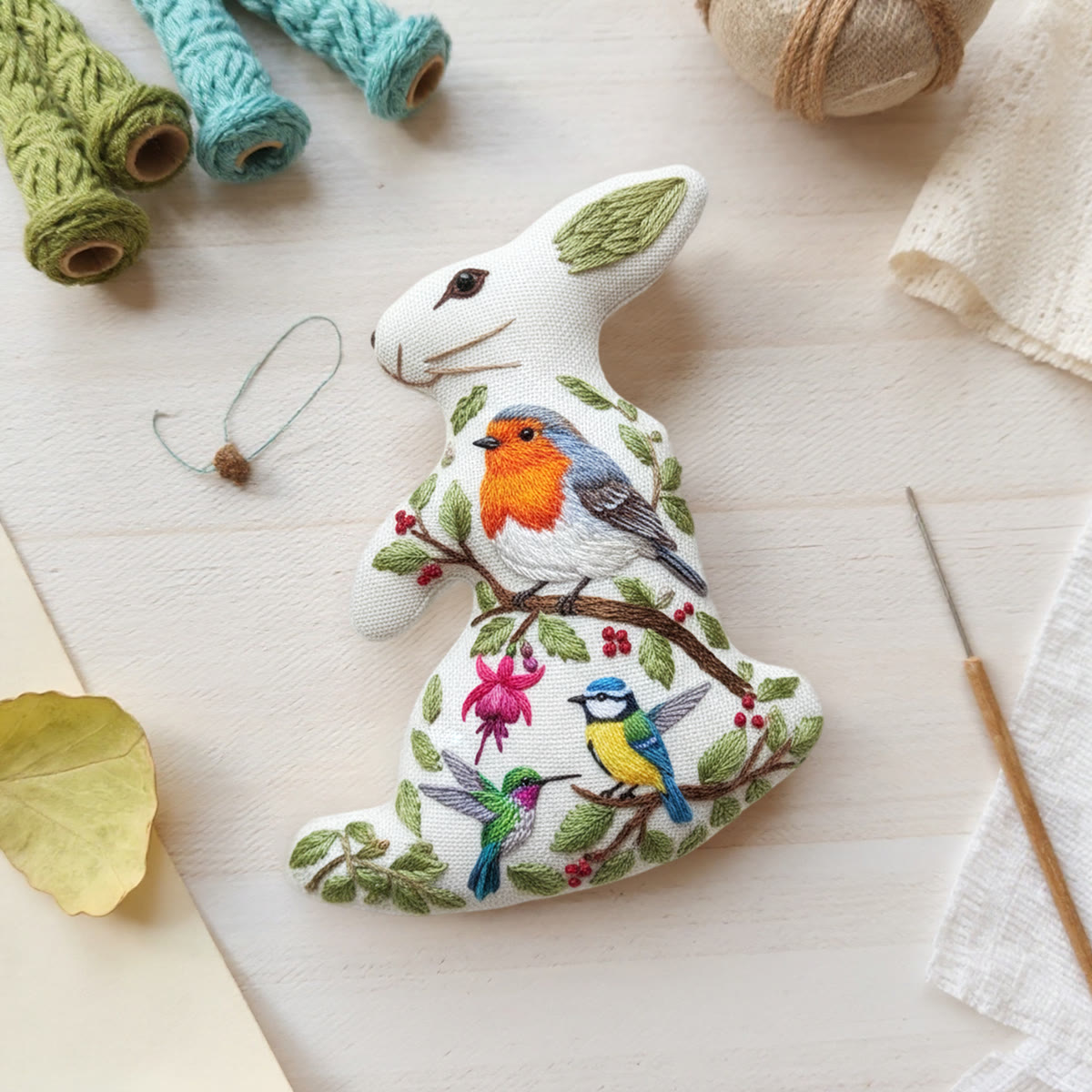 Rubbyoo Rabbit Embroidery Kit - Spring Bird |perfect Gift For Animal Lovers | Special Handmade Art - image 5