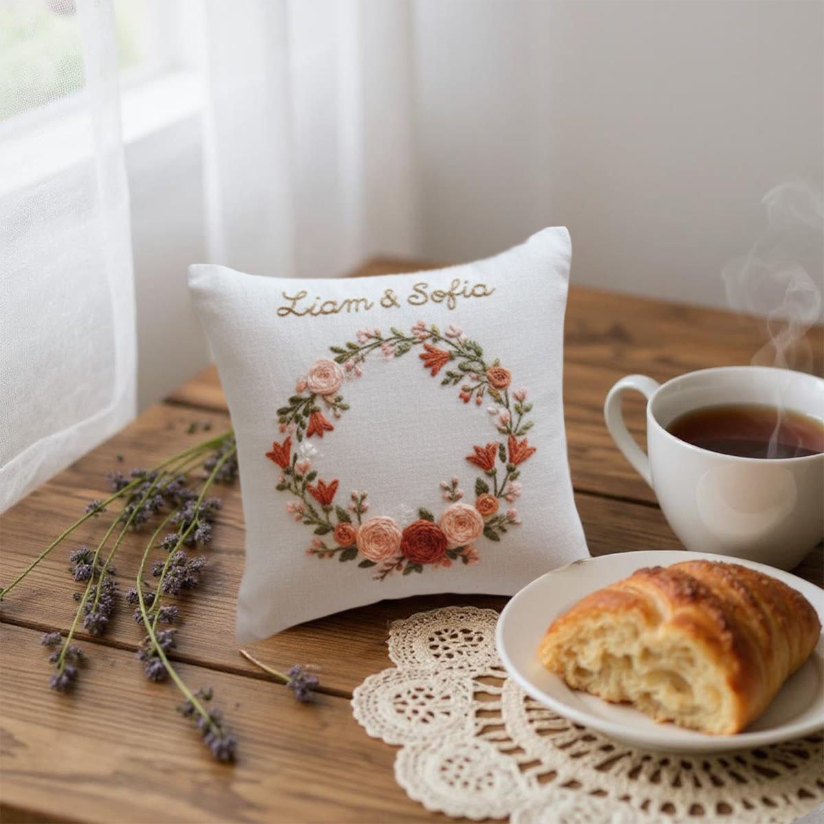 Rubbyoo Personalized Ring Bearer Pillow Embroidery Kit - Peach Coral Floral Wreath | Top Gifting Choice | Memorable Keepsake Decor - image 8