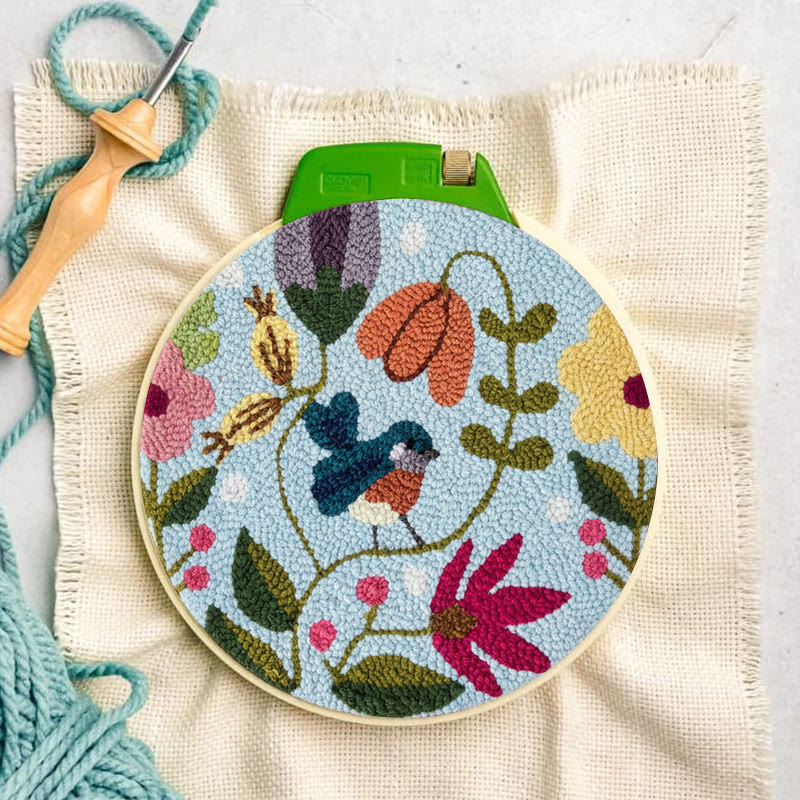 Colorful Bird And Blooming Floral Punch Needle Kit – Charming Handmade Gift | Beginner-friendly Diy - image 3