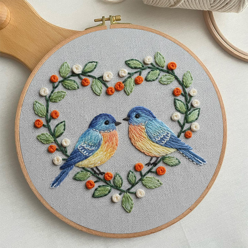 Rubbyoo Embroidery Kit - Floral Heart With Birds| Unique Bird Artwork | Perfect Home Decor - image 4