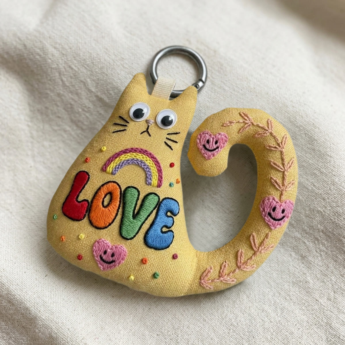 Rubbyoo Cat Embroidery Kit - Love Letters | Whimsical Lover Gift For Her | Colorful Quirky Plush Keyring - image 6