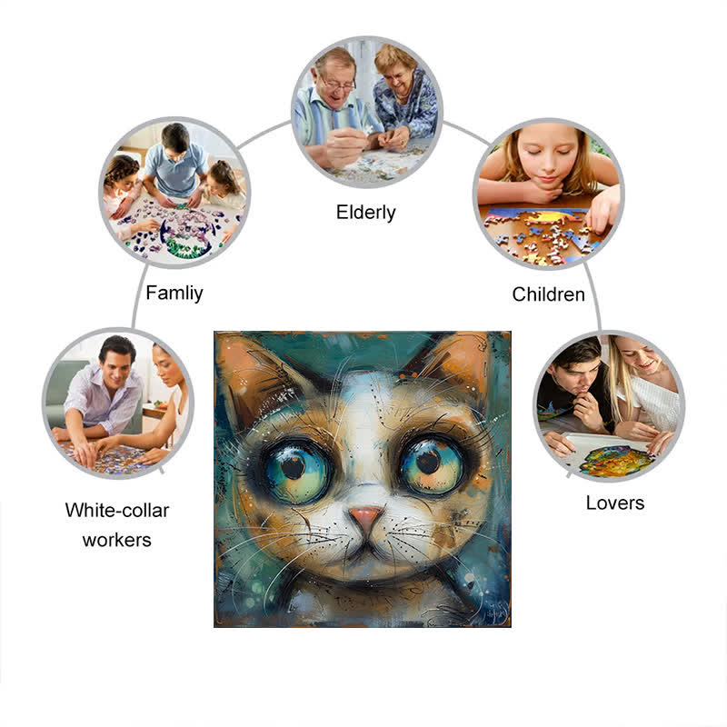 Rubbyoo Dull Cat - Wooden Jigsaw Puzzle