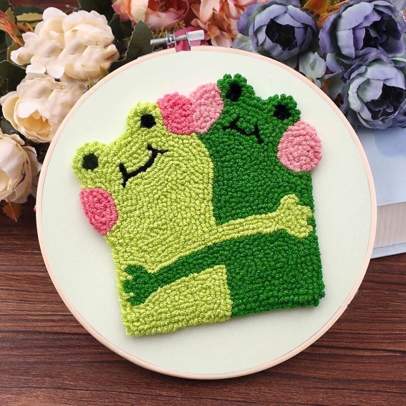 Hugging Frogs Punch Needle Kit - Creative Gift For Friend | Diy Coasters For Lovers - image 4