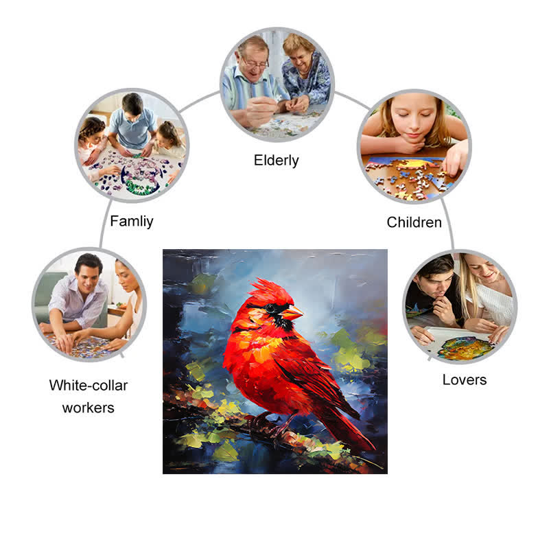 Cardinal on a Birch Branch - Wooden Jigsaw Puzzle