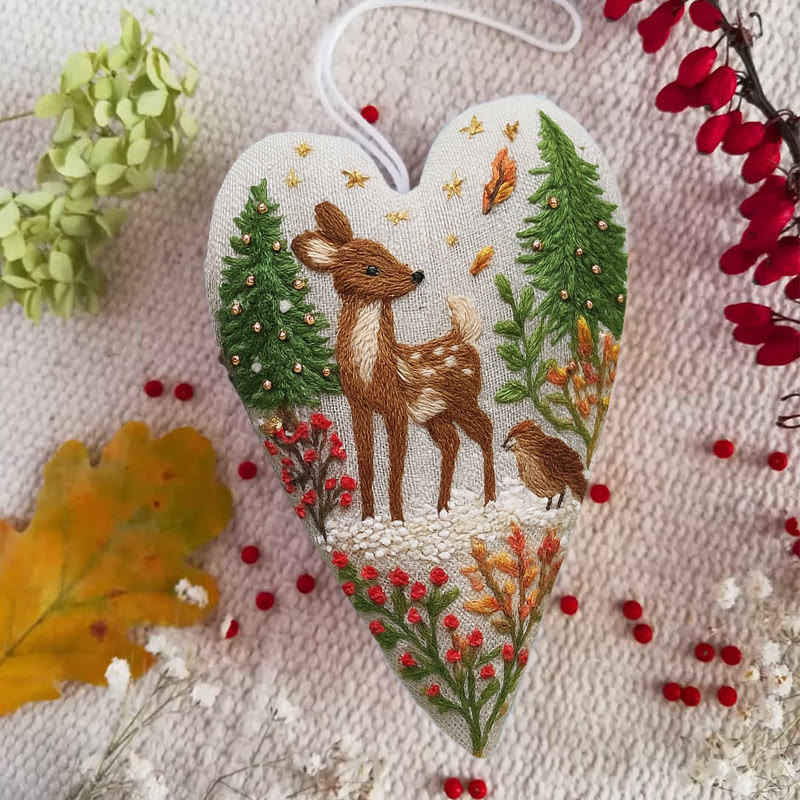 Rubbyoo Heart Embroidery Kit - Winter Elk | Diy Christmas Tree Decor | Unique Handmade Gift - image 7