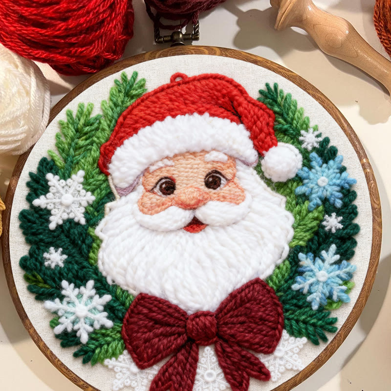 Happy Santa Claus Punch Needle Kit - Diy Beginner Handicraft | Christmas Tree Hanging Art - image 2
