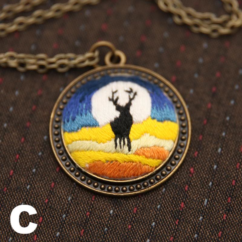 Embroidery Landscape Necklace Kits | Diy Backpack Pendant | Unique Birthday Gifts - C - image 7