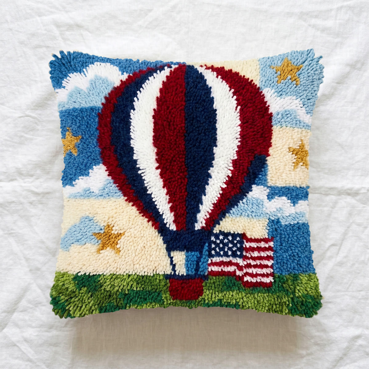 Rubbyoo Latch Hook Pillow Kit - Hot Air Balloon | 4th Of July Hostess Gift | Kids Room Cushion - image 9