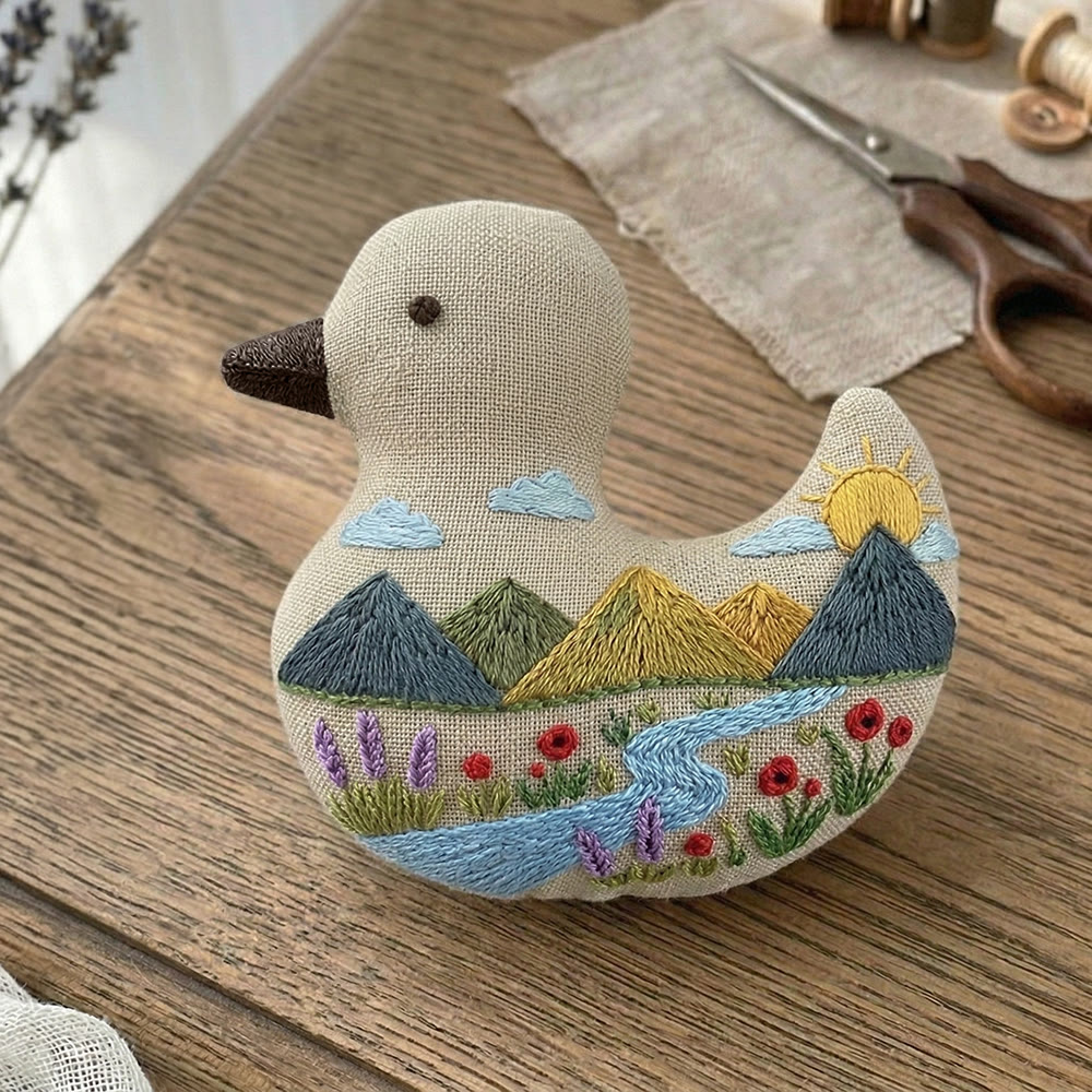 Rubbyoo Duck Embroidery Kit - Mountain And Stream Scenery | Bag Pendant | Creative Handmade Gift Idea - image 7