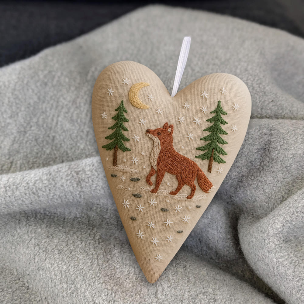 Rubbyoo Heart Embroidery Kit - Moonlit Fox | Winter Home Accent | Unique Gift Of Wildlife - image 4