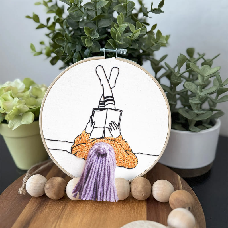 Rubbyoo Embroidery Kit - Reading Girl  | Creative Home Ornament | 3d Handmade Craft - image 5