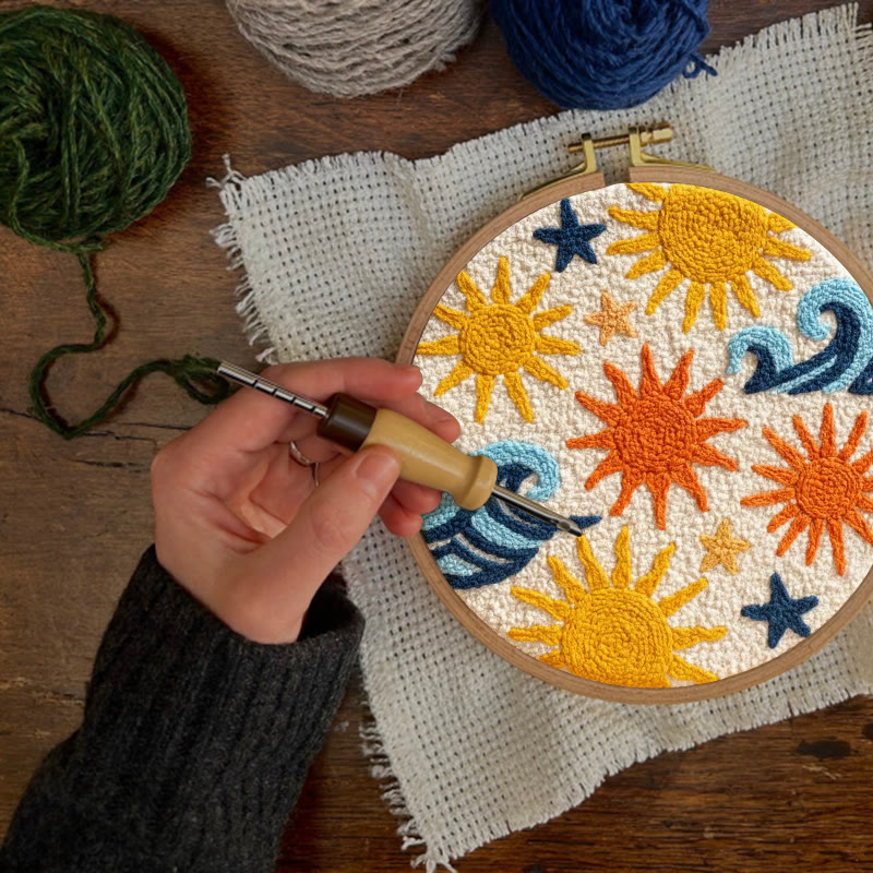 Sunny Coastal Wave Punch Needle Kit - Cheerful Craft | Vibrant Home Styling - image 6