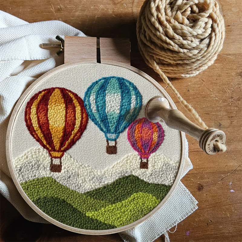 Vibrant Hot Air Balloon Landscape Punch Needle Kit – Cozy Indoor Decor Piece | Delightful Handmade Craft - image 5