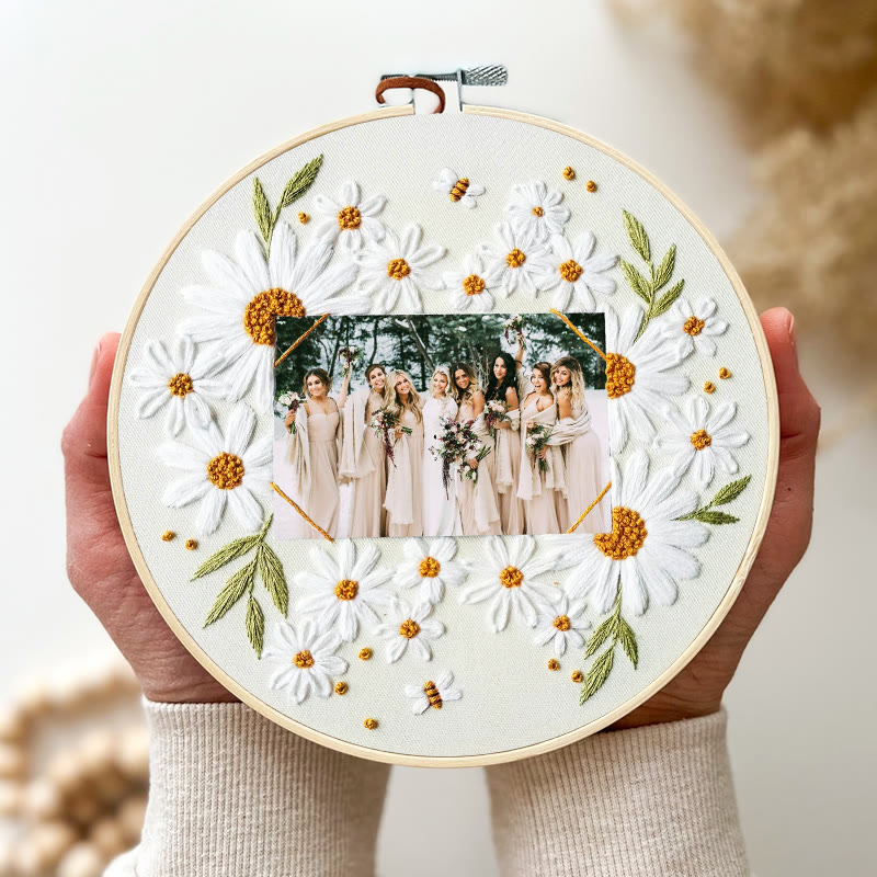 Rubbyoo Embroidery Photo Frame Kit - Attractive Daisy | Diy Floral Handicraft | Unique Art Decor - image 5