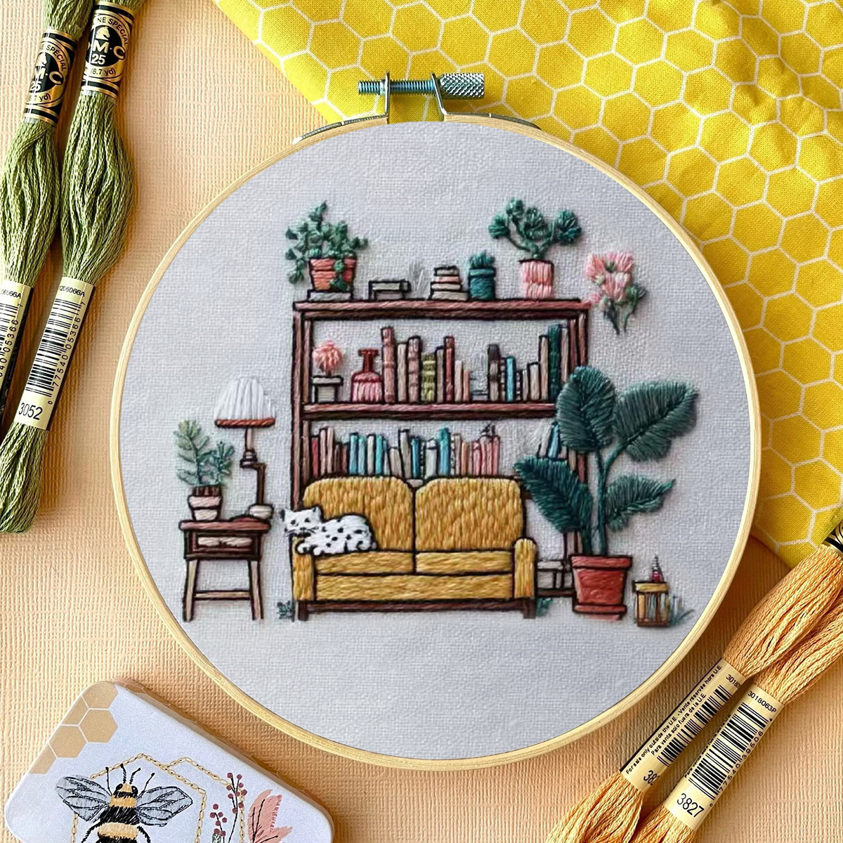 Rubbyoo Embroidery Kit - Cozy Indoor Nook With Cat | Snug Living Space Hanging | Entry-level Project - image 13