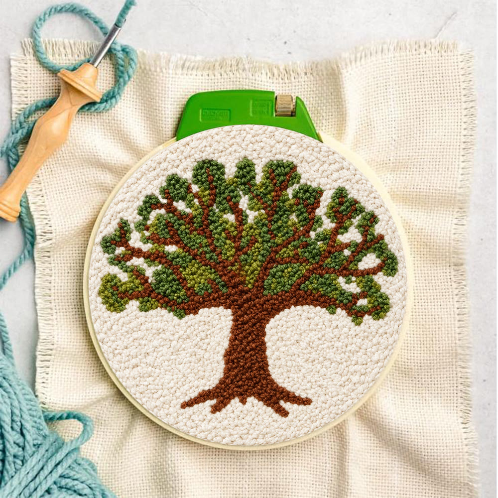 Grand Oak Punch Needle Kit - Handmade Tree Pattern Decor | Botanical Wall Hanging Art - image 7