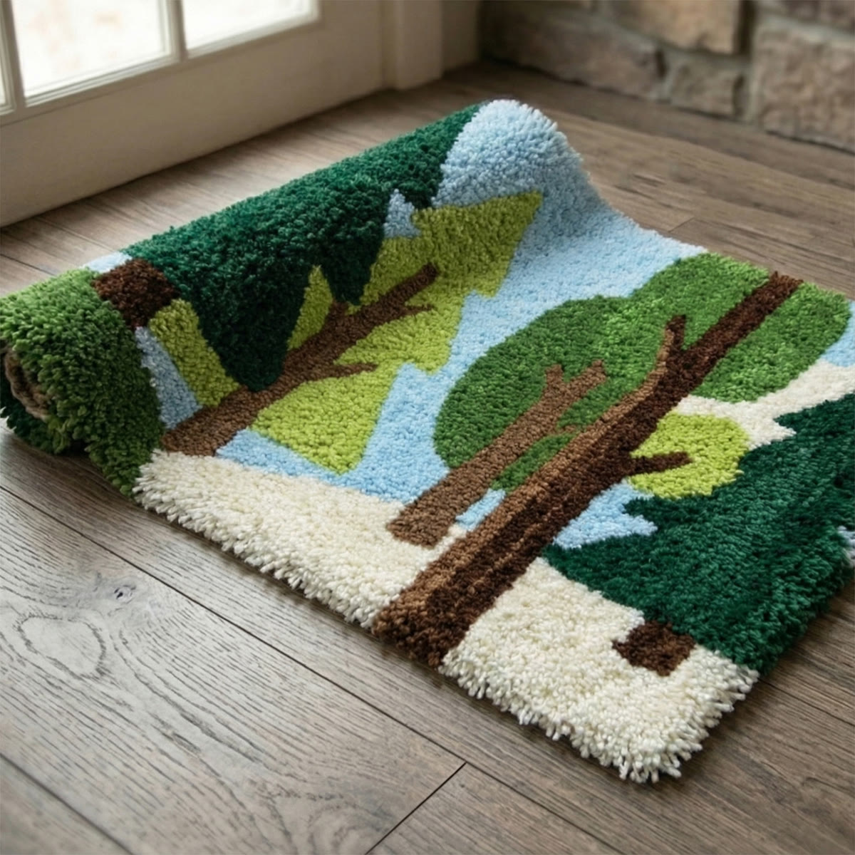 Rubbyoo Latch Hook Rug Kit - Forest Scene | Bedroom Decorative Rug | New Home Gift - image 8