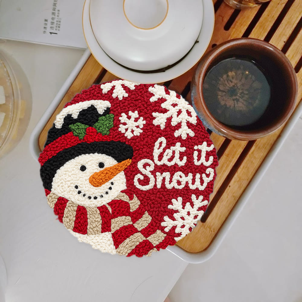 Happy  Snowman Punch Needle Kit - Diy Christmas Collection | Christmas Tree Hanging Art  - 5 inch Coaster Kit - image 11