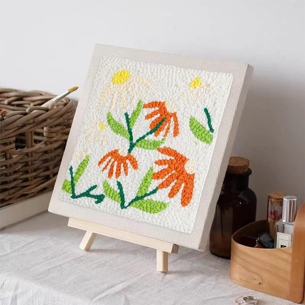 Little Flowers Square Punch Needle Kit - Diy Yarn Craft | Handmade Floral Ornament  - image 5