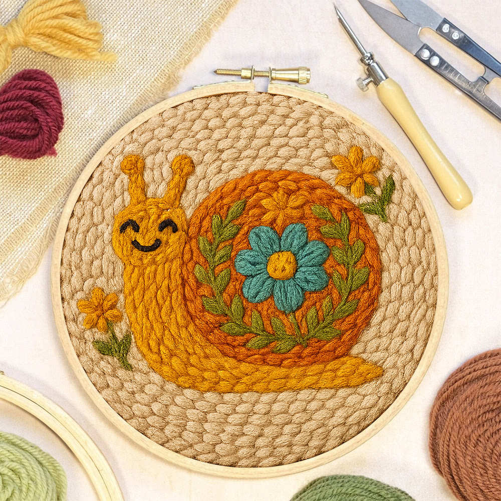 Smiling Snail Punch Needle Kit -  Diy Punch Needle Coaster | Cute Gift Ideas |  Easy Handmade Needlework - image 6