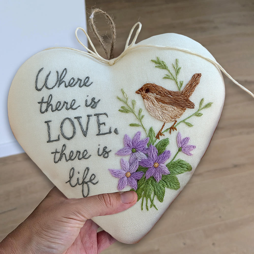 Rubbyoo Heart Embroidery Kit - Love Bird | Floral Animal Craft | Handmade Valentines Ornament  - image 8