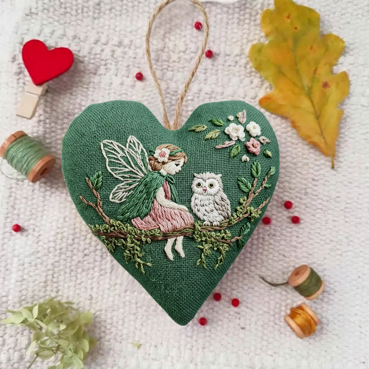 Rubbyoo Heart Embroidery Kit - Fairy And Little Owl | Whimsical Art Decor | Creative Handmade Gift  - image 7