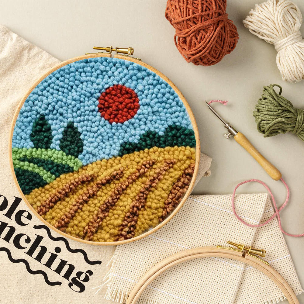 Sunset Countryside Landscape Punch Needle Kit – Cozy Home Handcraft | Newbie-friendly Diy Project - image 11