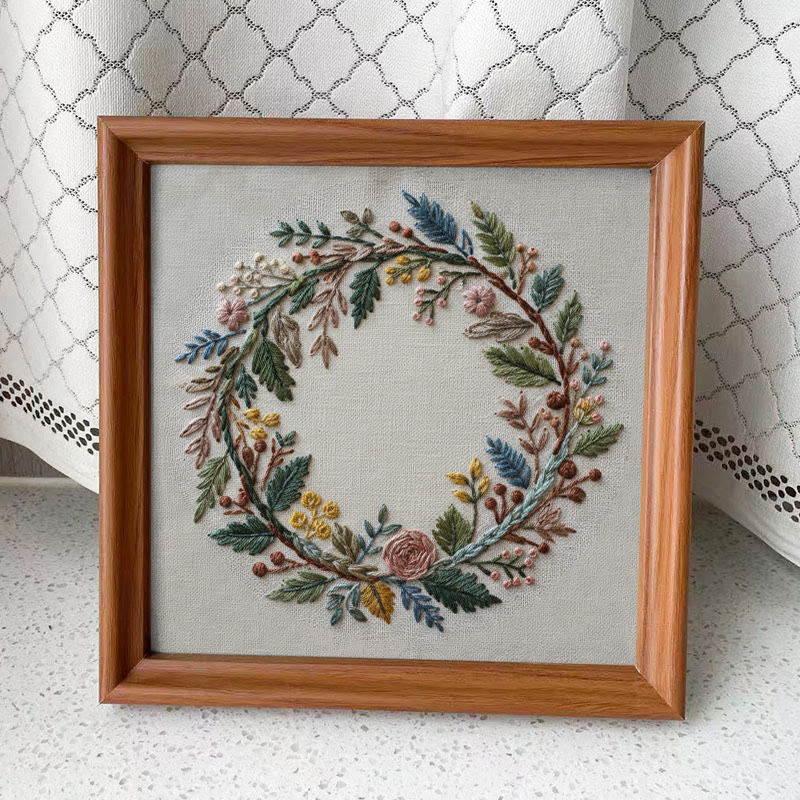 Rubbyoo Embroidery Kit - Floral Wreath | Handcrafted Art | Perfect For Diy Projects - Embroidery Kit Plus An Extra Frame - image 4