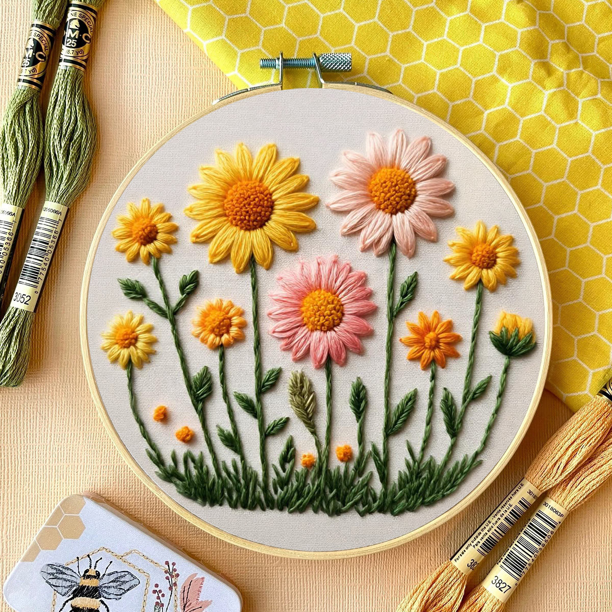 Rubbyoo Embroidery Kit - Pastel Daisy Meadow | Newbie Ready Project | Delightful Gift Pick - image 13