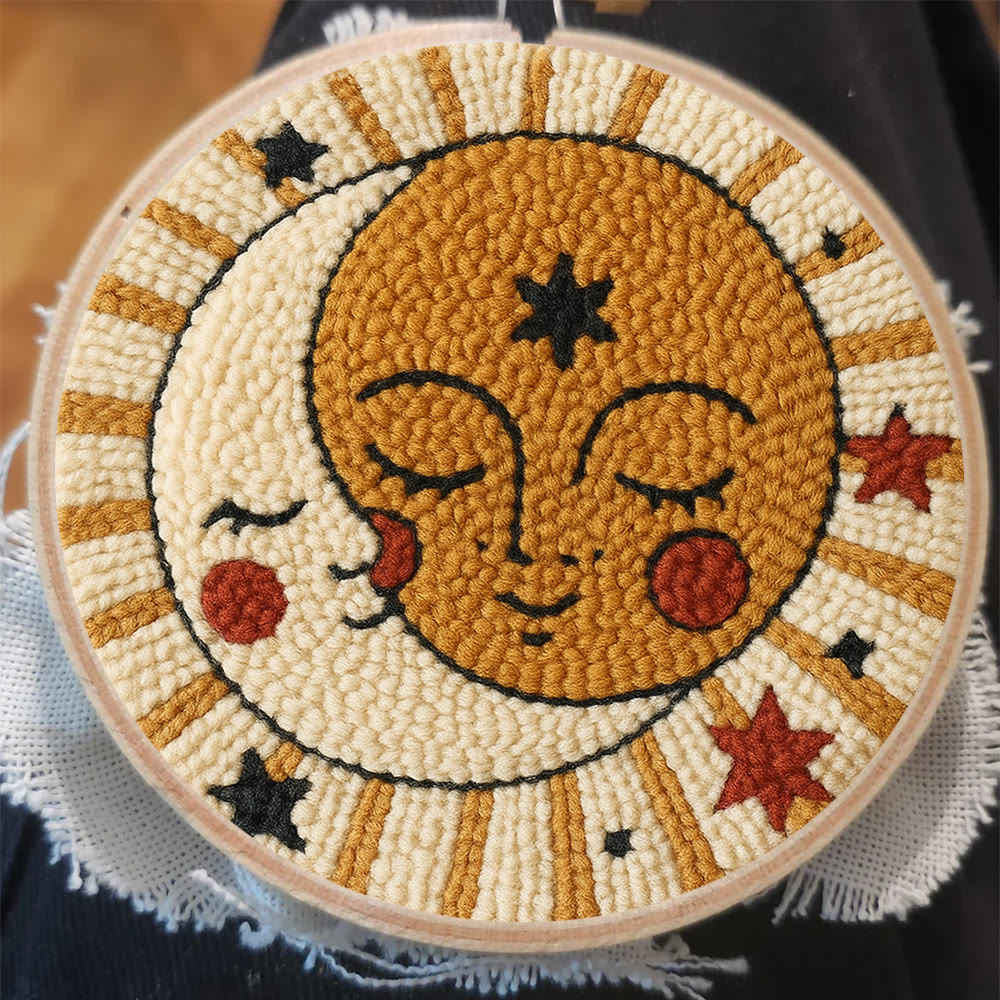 Whimsical Sun Moon Face Punch Needle Kit – Beginner-friendly Handcraft | Creative Decor Hanger - image 10