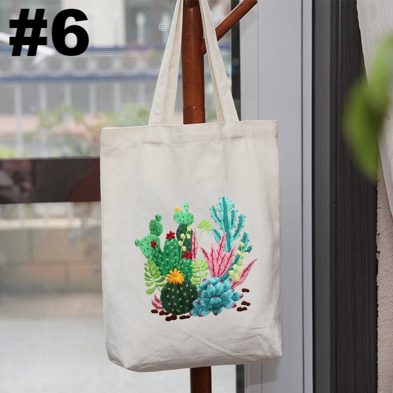 Embroidery Beige And White Canvas Tote Bag  Kits | Colorful Flower Needlepoint  Crafts  | Eco-friendly Shopping  Bag For Life - #6 - image 7