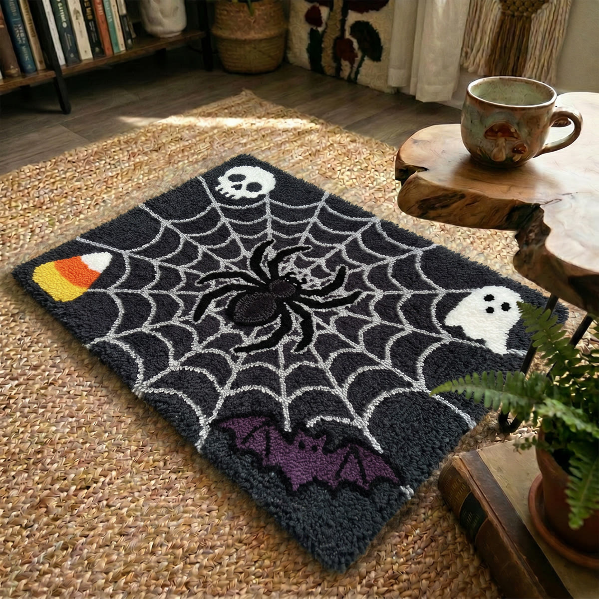 Rubbyoo Latch Hook Rug Kit - Big Black Spider | Handmade Gift For Her | Halloween Holiday Spooky Mat   - image 8