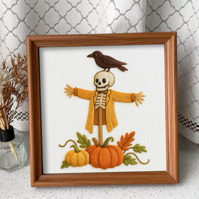 Rubbyoo Embroidery Kit - Spooky Scarecrow | Creative Halloween Craft | Nice Hanging Decor - Embroidery Kit Plus An Extra Frame - image 10