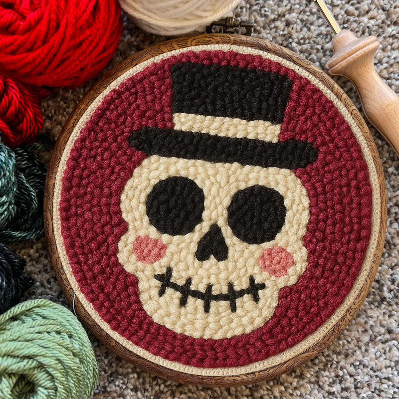 Halloween Skull Punch Needle Kit - Diy Yarn Art | Holiday Home Decor - image 9