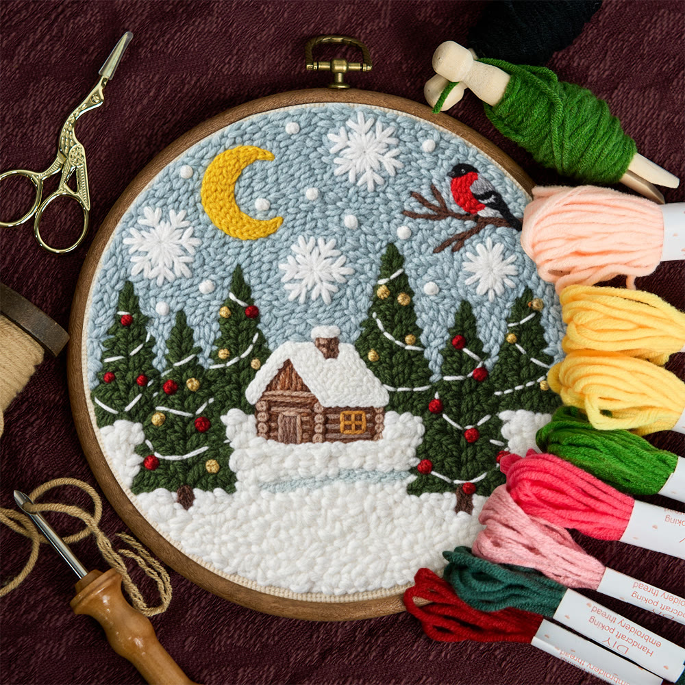 Christmas Snow Cottage Punch Needle Kit – Beginner Craft | Charming Christmas Wall Decor - image 10