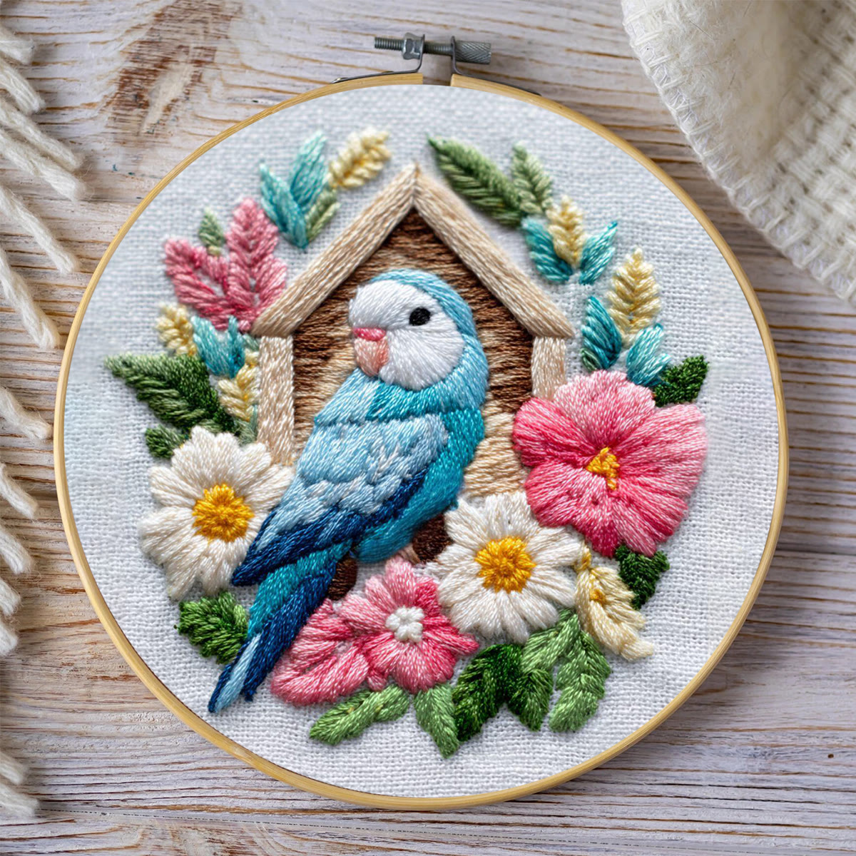 Rubbyoo Embroidery Kit - Parrot And Birdhouse | Gentle Diy Project | Heartwarming Present Pick - image 9