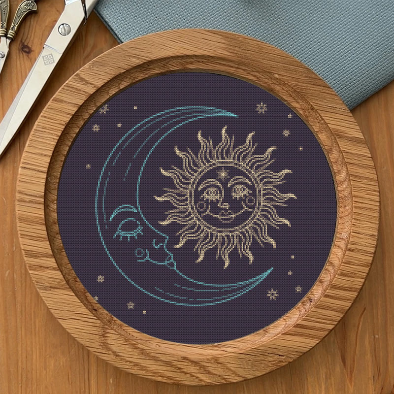  Cross Stitch Kit - Glittering Sun And Moon | Mystical Needle Artwork | Perfect For Wall Hanging  - image 9