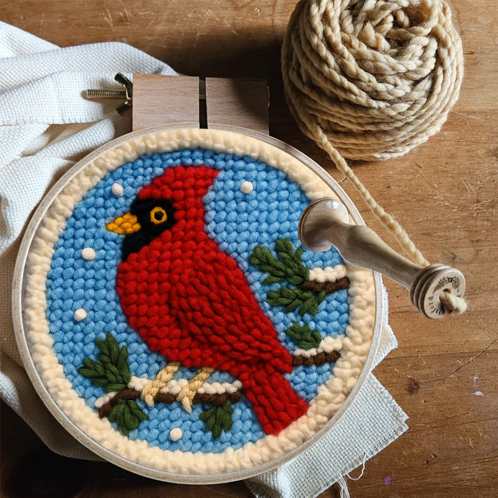 Winter Cardinal Punch Needle Kit – Beginner-easy Handcraft | Cozy Winter Wall Piece - image 10