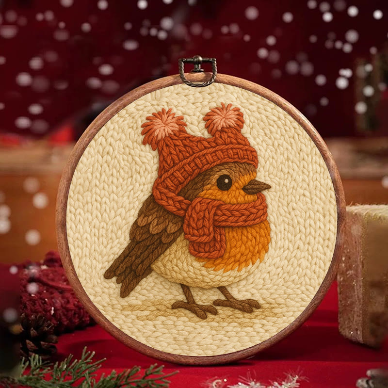 Cute Robin Punch Needle Kit - Handmade Bird Needlework | Diy Yarn Art Craft - image 4