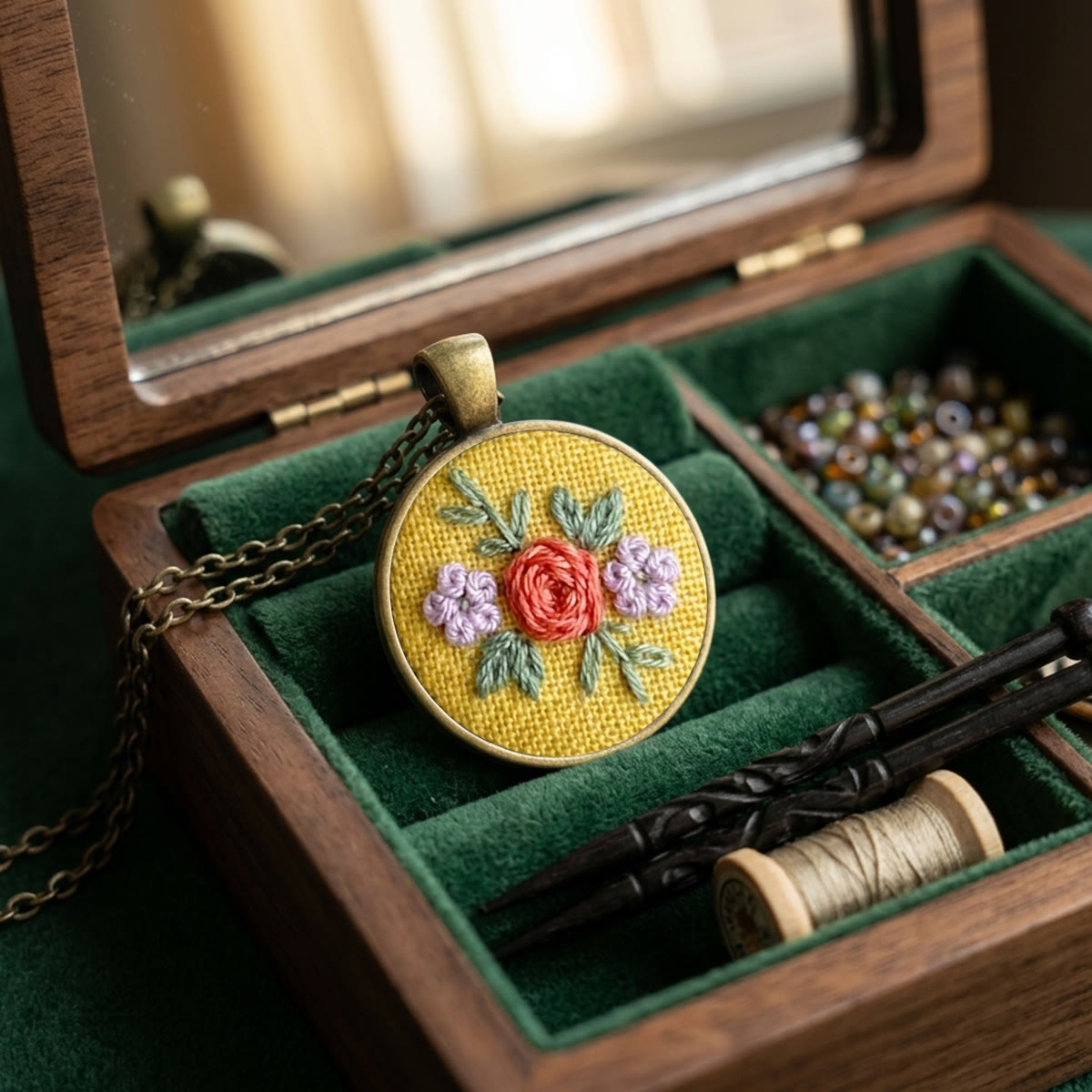 Rubbyoo Embroidery Accessories Kit - Vibrant Flowers | Jewelry Gift For Her | Boho Chic Floral Pendant - image 6