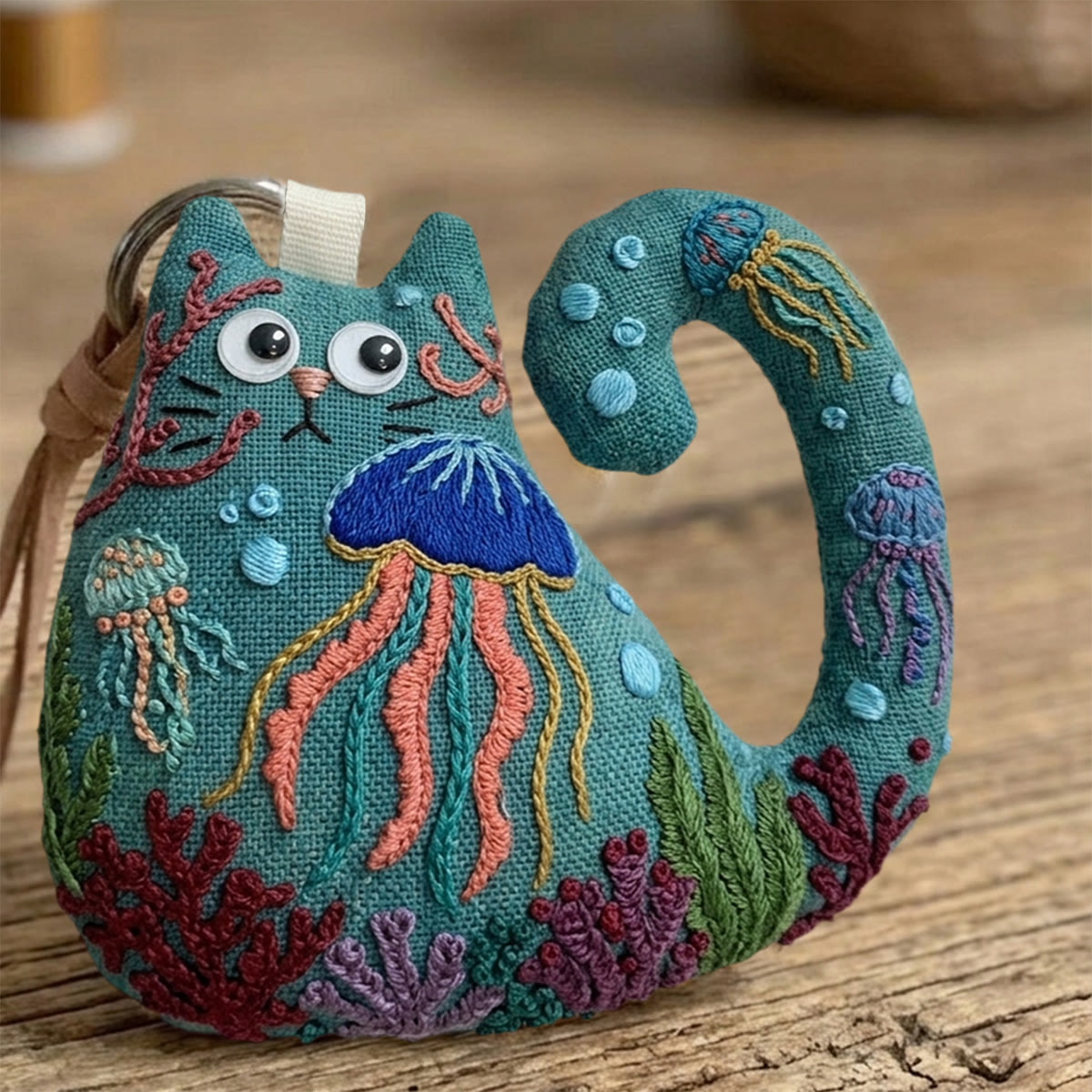 Rubbyoo Cat Embroidery Kit - Jellyfish And Coral Reef Pattern | Unique Birthday Gift | Kids Room Accent - image 10