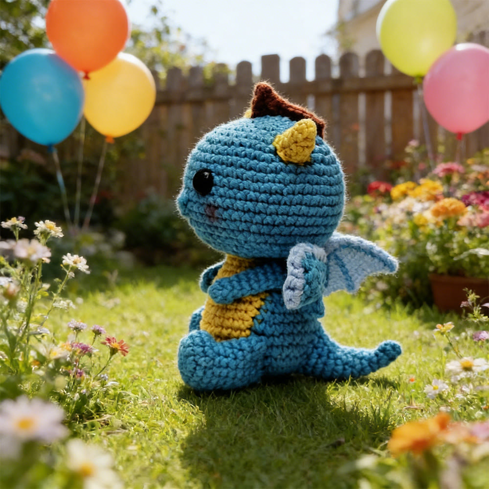 Diy Handmade Blue Dragon Crochet Kit - Mini Fantasy Toy | Unique Handmade Gifts For Kid  - image 3