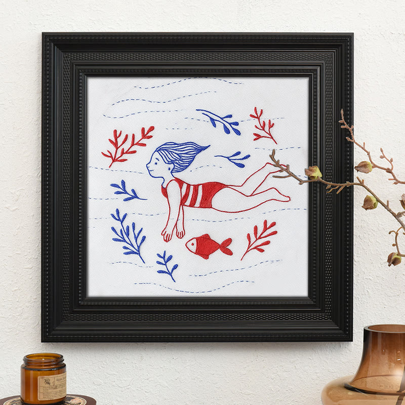 Rubbyoo Embroidery Kit - Diving Girl | Easy Handmade Ornament | Diy Summer Craft - Embroidery Kit Plus An Extra Frame - image 10