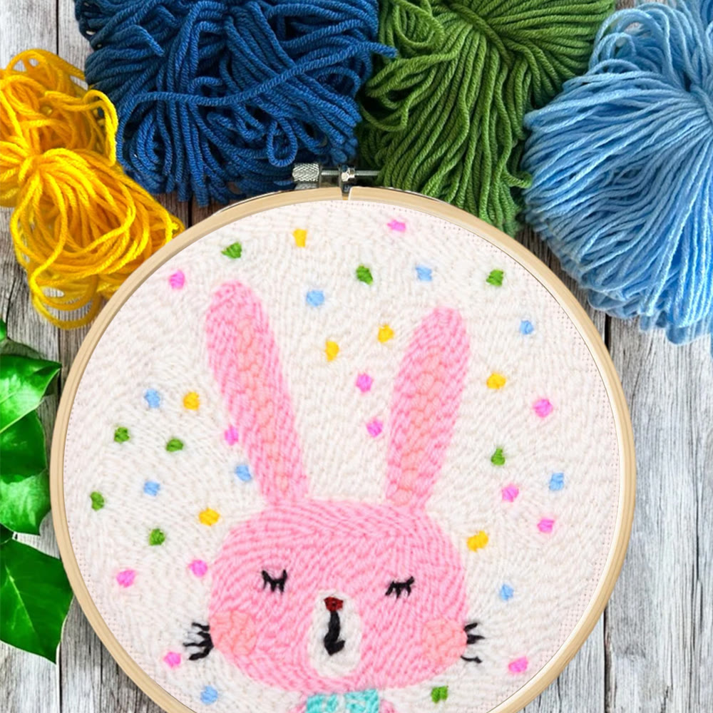 Confetti Pink Bunny Punch Needle Kit - Breezy Craft | Easter Party Accent - image 9