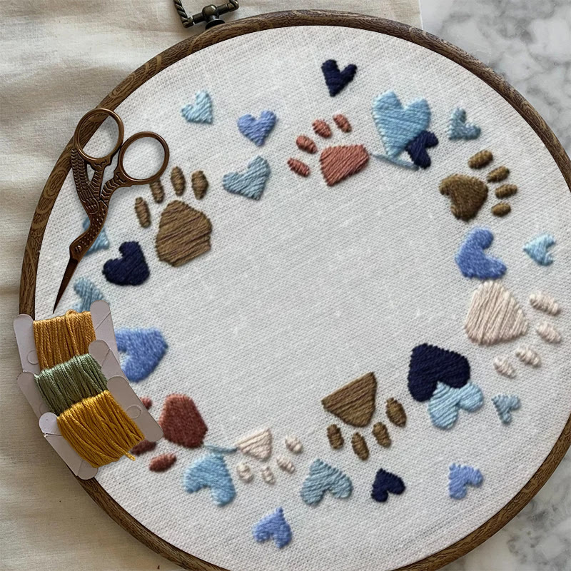 Rubbyoo Embroidery Photo Frame Kit - Adorable Paw Print | Memorable Handmade Craft | Diy Needle Artwork  - image 7