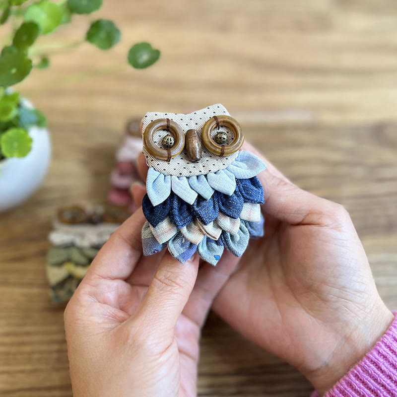 Embroidery  Owl Brooch Kit | Handmade Sewing Artwork | Nice Craft As Birthday Gifts - Blue - image 9