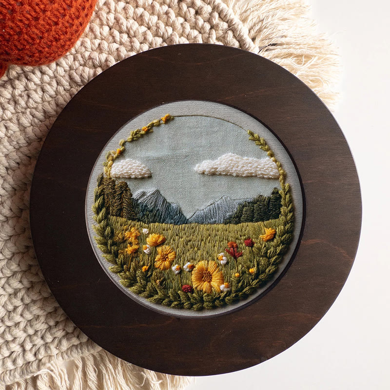 Rubbyoo Embroidery Kit - Beautiful Wildflower | Handmade Landscape Craft | Diy Stitch Craft For Starter - image 9