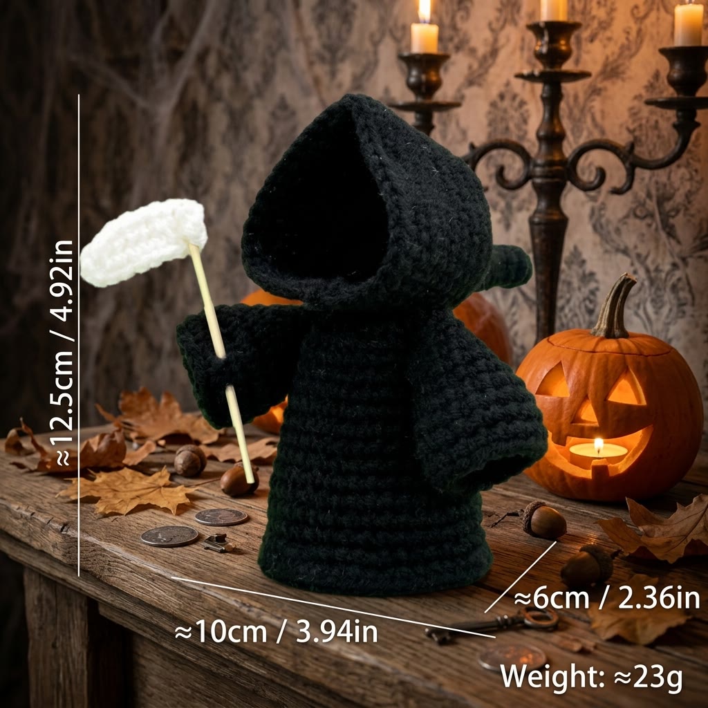 Rubbyoo Crochet Halloween Figurine - Quirky Festive Gift For Kids | Nice For Holiday Party  - Sickle Death God 1 - image 7