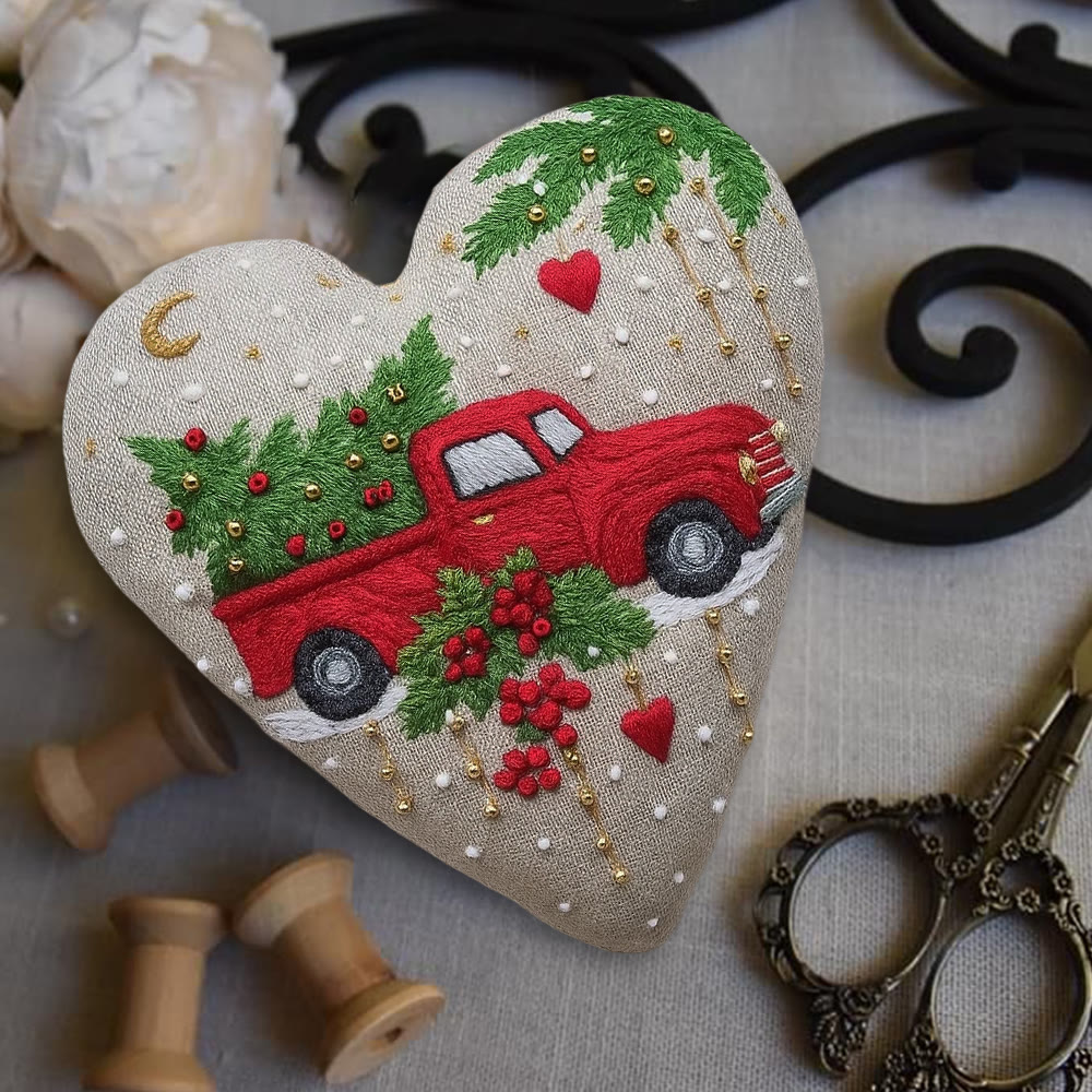 Rubbyoo Heart Embroidery Kit - Christmas Truck | Diy Christmas Stitch | Perfect Handmade Gift  - image 7